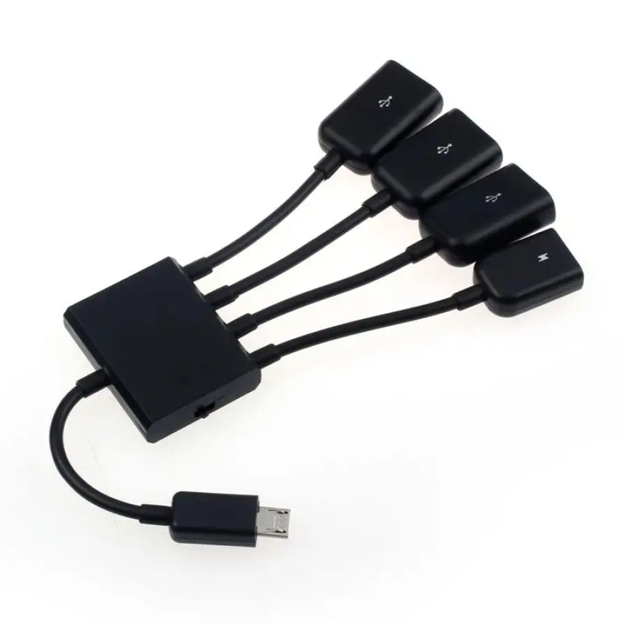 Заводская цена черный 4-портовый Micro USB кабель для зарядки OTG HUB смартфона стола