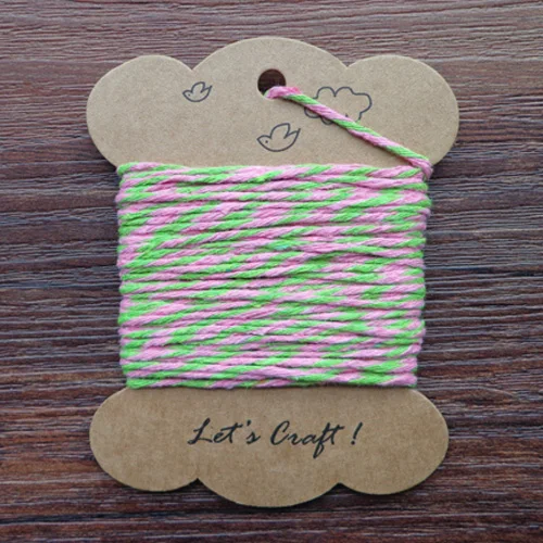 No12Pink Green 10 ярдов на катушку, 8 слойный хлопковый шпагат для выпечки, ручная работа, вечерние, подарочная упаковка, упаковка из хлопка, шнур, веревка, 15 цветов на выбор - Цвет: No12Pink Green