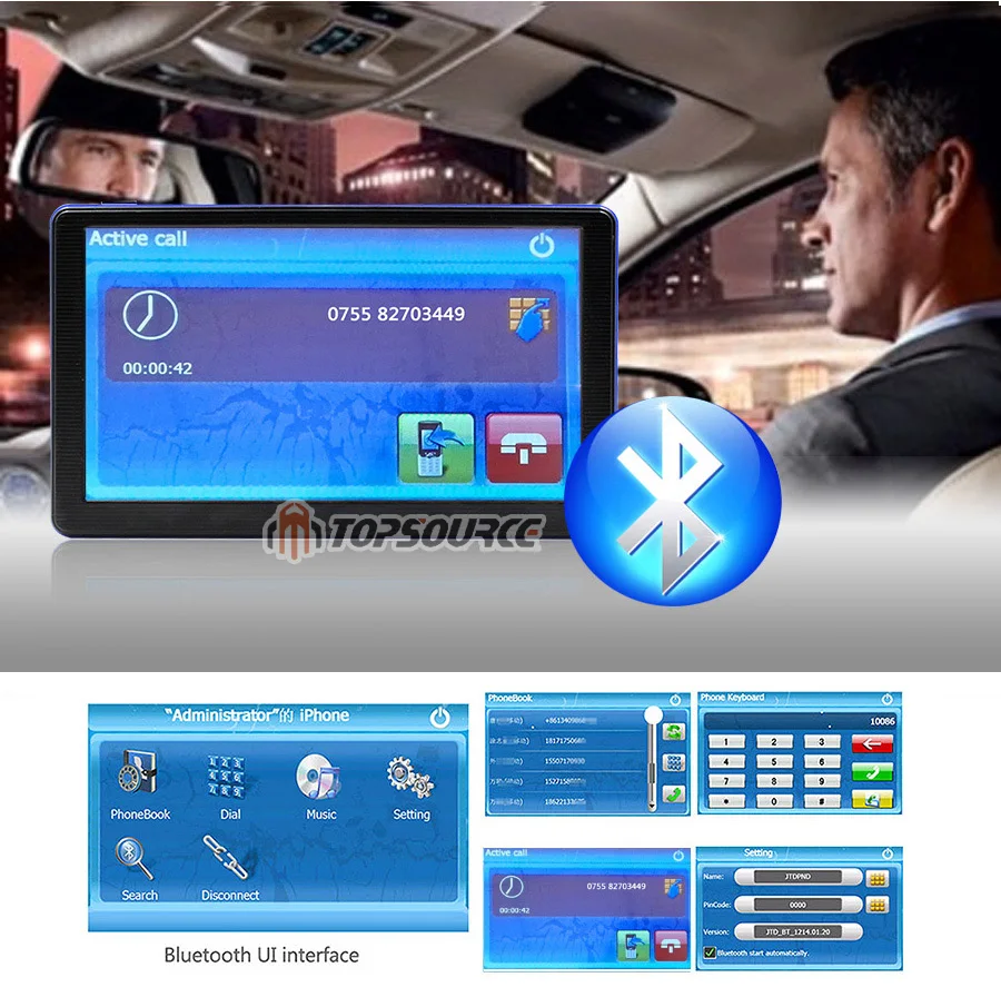 TOPSOURCE HD 7 ''портативный Автомобильный gps навигатор Win CE6.0 FM 8 ГБ 800 МГц карта для Европы/США+ Канада пожизненные карты и дорожные карты