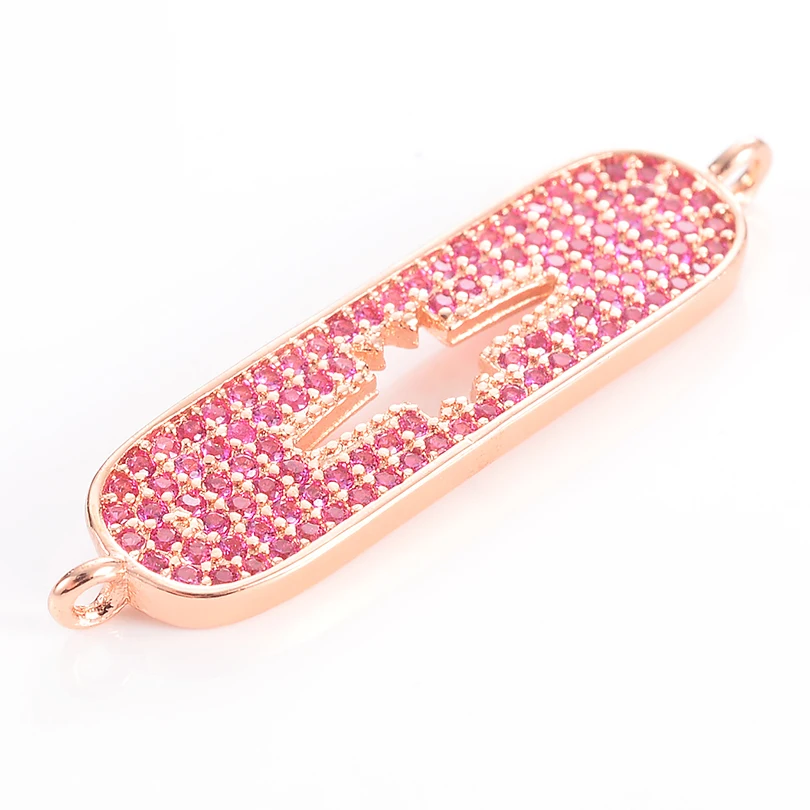 Neovivi Long Oval Charms Pave Purple Micro Zircon Copper Connector Hollow Charm for Jewelry Making Bracelets Necklaces Findings | Украшения