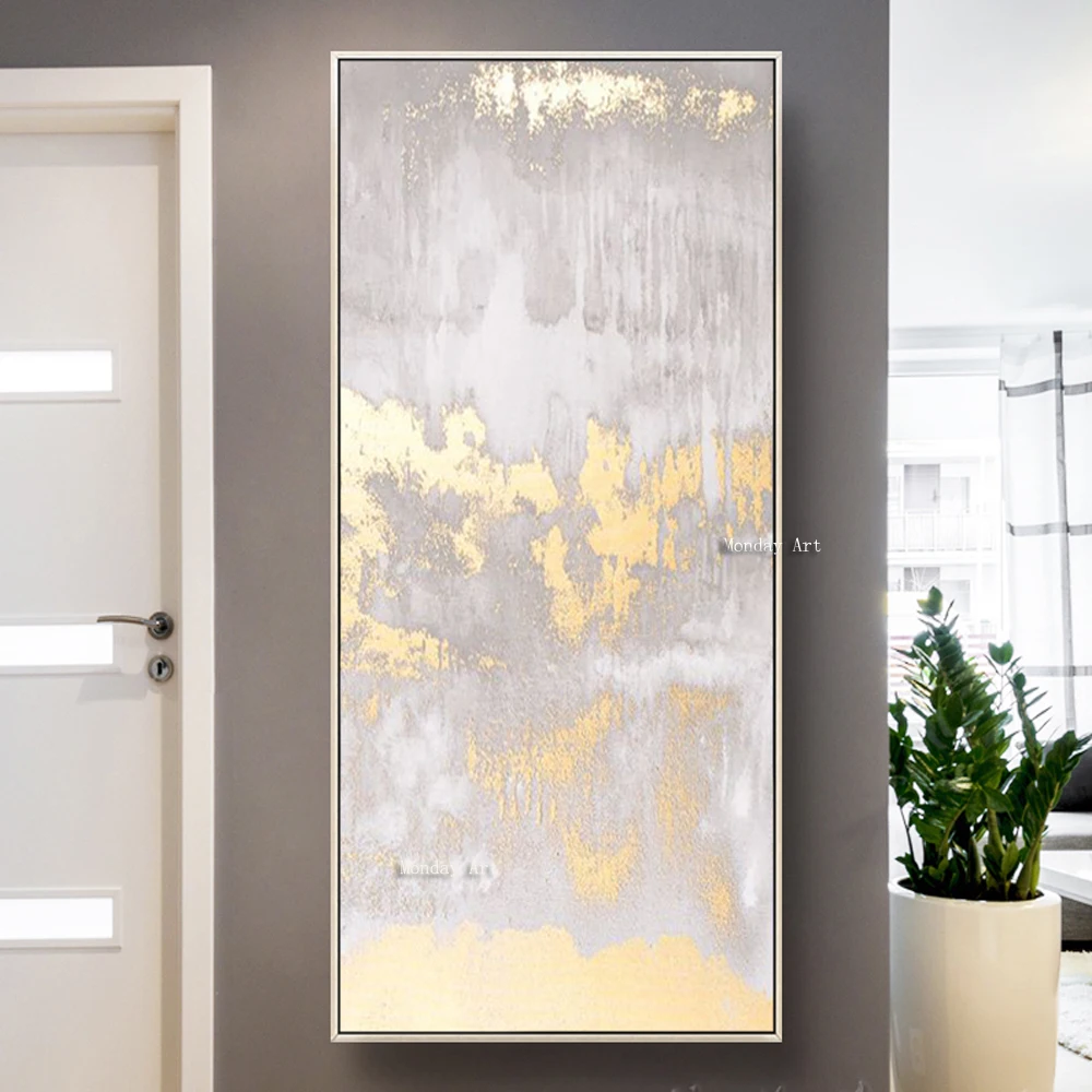 Золотая картина маслом ручной работы абстрактная живопись для гостиной спальни