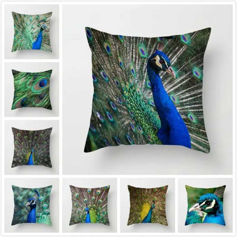 Fuwatacchi зеленый павлин Подушка Чехол для подушки с изображением животных