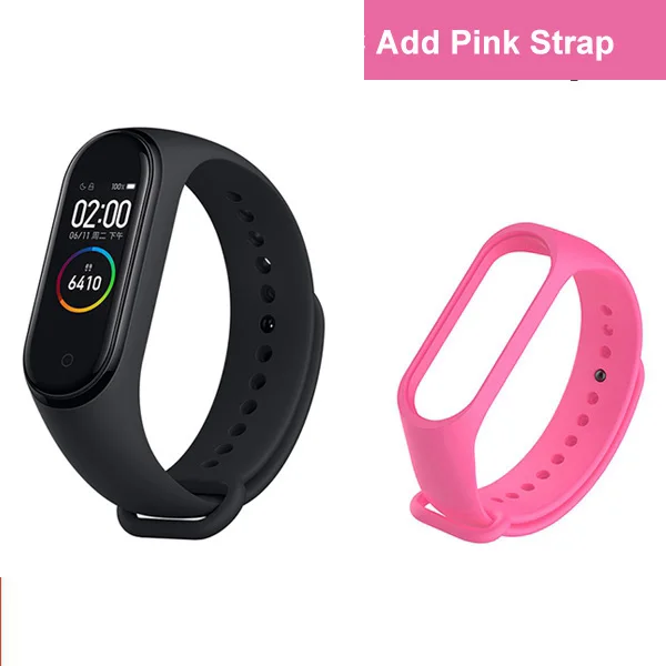add pink strap Глобальная версия Xiaomi mi группа 4 смарт-браслет 6-axis Сенсор активно-матричные осид, Экран Bluetooth 5,0 Водонепроницаемый монитор сердечного ритма mi Группа 4 - Цвет: add pink strap
