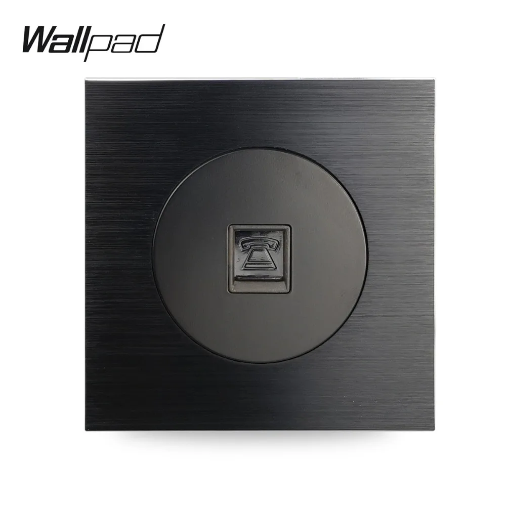 Настенная розетка Wallpad L6 из черного атласного металла Телефонная RJ11 проводка