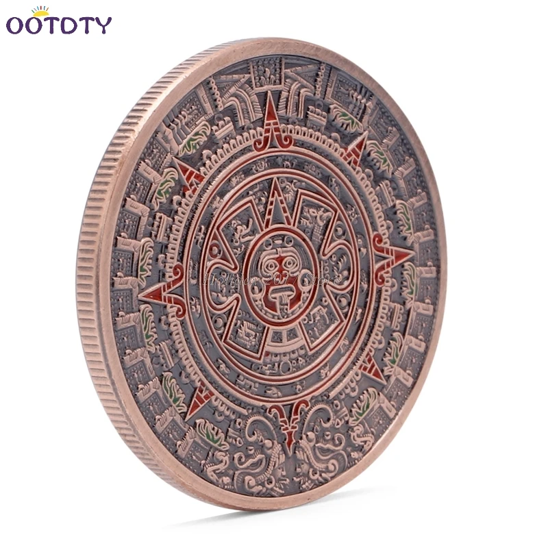 2017 Маян ацтекский длинный календарь красная бронза памятная монета