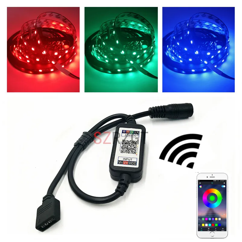 Szrsgt DC 5 V-24 V Bluetooth светодиодный контроллер мини беспроводной диммер 3 канала RGB светодиодный контроллер для RGB Светодиодные ленты света
