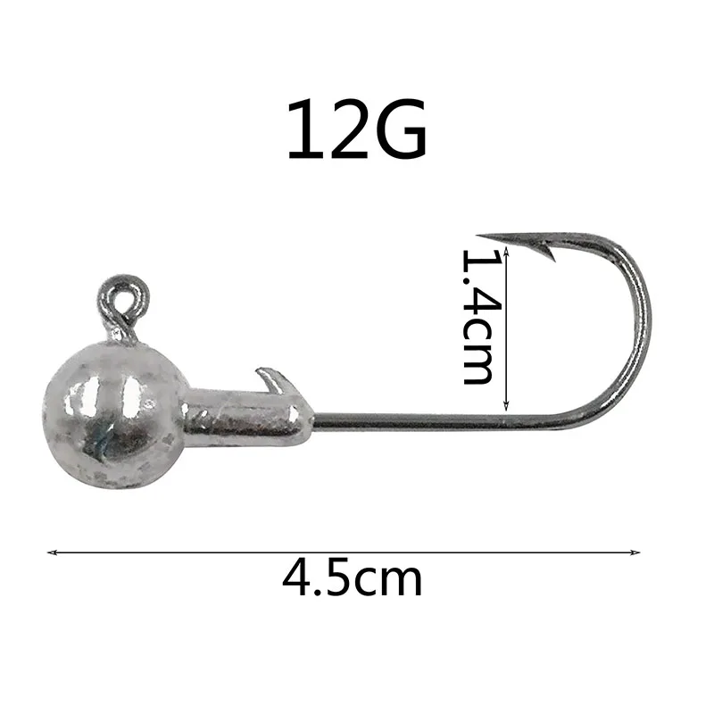 12g OUTKIT 10 шт/Лот, новинка, высокое качество, 1,5 г/2 г/3,5 г/5 г/7 г/10 г/14 г, свинцовая головка, крючок, джиг, приманка, рыболовные крючки для мягкой приманки, рыболовные снасти - Цвет: 12g