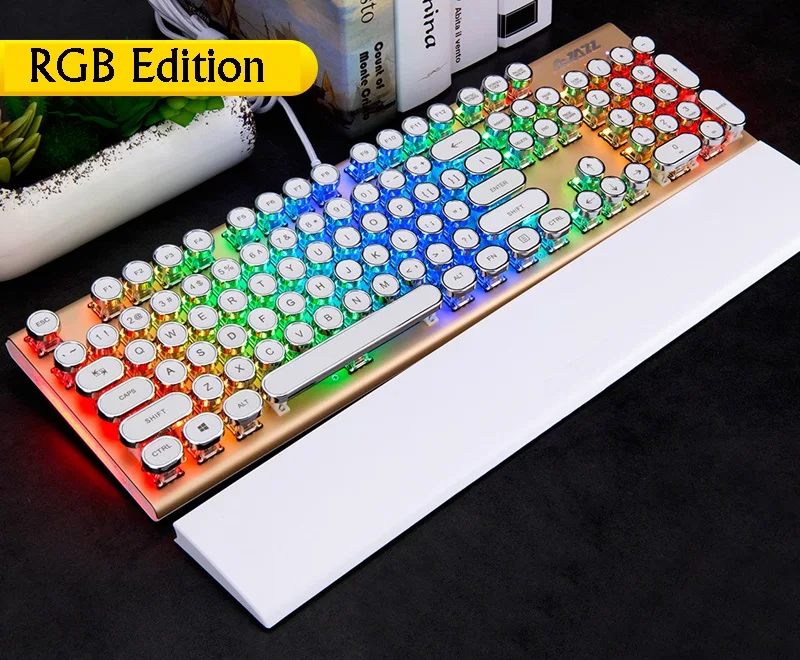 Ajazz AK40 Ретро стимпанк машинка USB Проводная эргономичная монохромная/RGB подсветка Механическая игровая клавиатура N-key rolllover