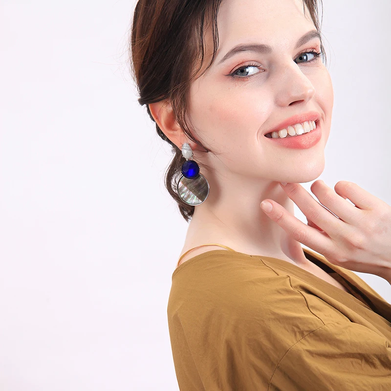 Женские Висячие серьги в виде ракушек новые летние синего цвета из смолы модные