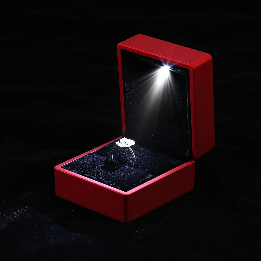 Ring Box Red 4 типа светодиодный светильник кольцо/кулон/браслет/ожерелье ювелирные изделия дисплей коробка подставка Подарочная коробка для хранения обручальное кольцо упаковка - Цвет: Ring Box Red