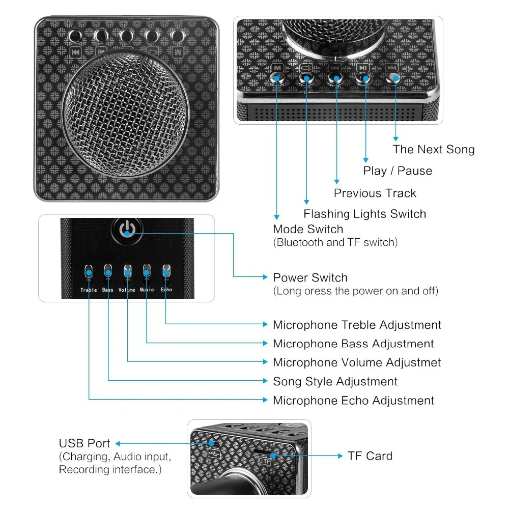 Беспроводной Bluetooth микрофон караоке машина динамик для дома KTV наружные вечерние