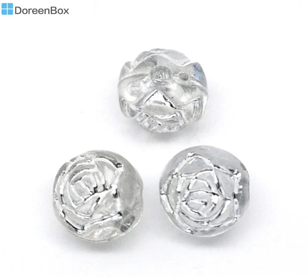 Doreen Box hot 300 шт. серый цветок из фольги круглая акриловая фотография 8 мм (B10553)|beads