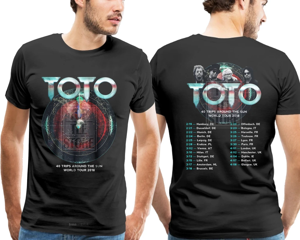 Футболка Toto 40 Trips по всему Sun World Tour 2018 черная S 4Xl|gildan t shirts|t shirt blackt |