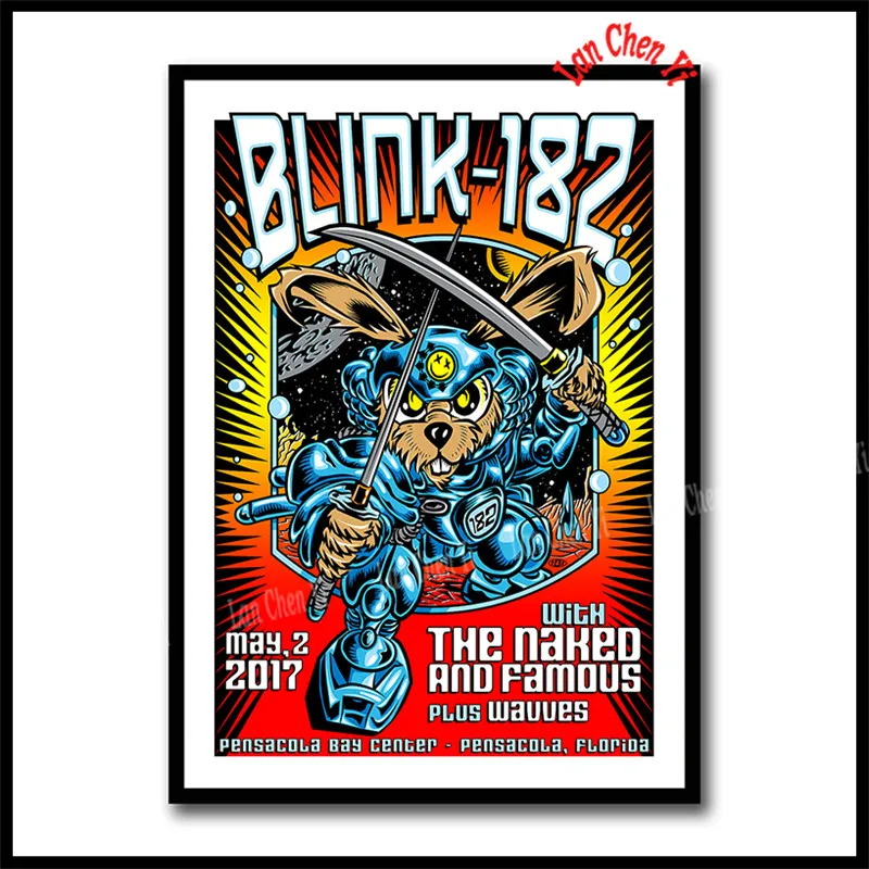 Небесно-голубой Blink 182 панк-рок группа рок с белым покрытием бумажные плакаты стены гостиной домашнего искусства украшения Музыка Настенный декор - Цвет: Небесно-голубой