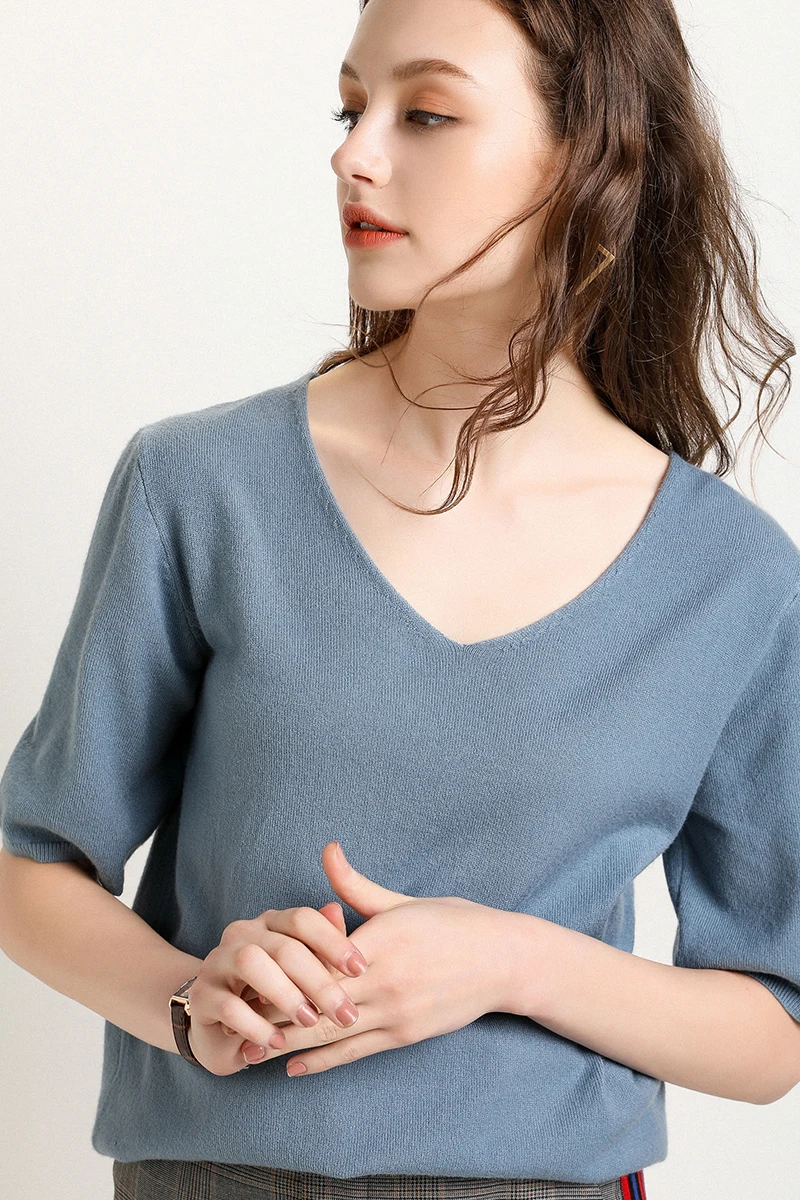 Addonee high quality warm women's sweater pullover five-point sleeve fashion rib knit female jump line | Женская одежда