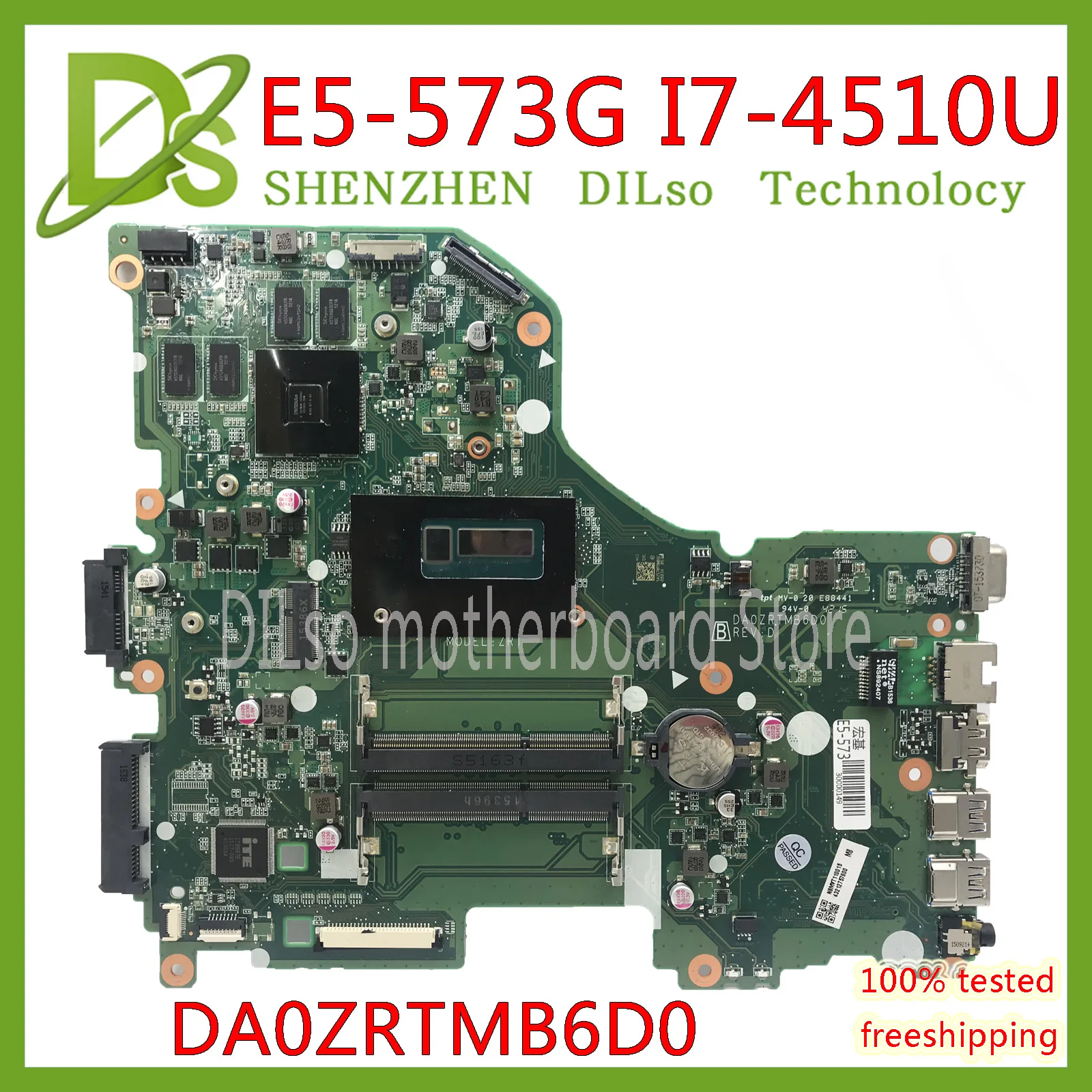 

KEFU E5-573G Mainboard For Acer Aspire E5-573G E5-573 Motherboard I7-4510U GT920M/GT940M DA0ZRTMB6D0 Test work 100% original