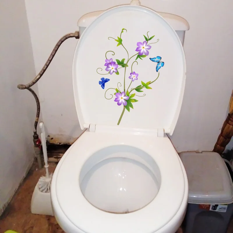 YOJA 18 3x23 9 см фиолетовый цветок Виноградная лоза модный WC наклейки для унитаза