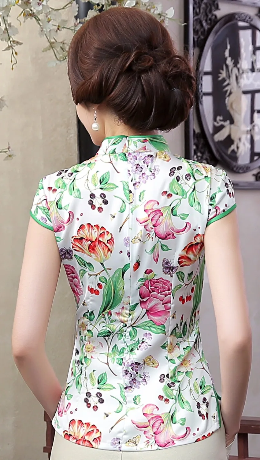 Женский топ и блузка в стиле чонсам китайский из шелка 2 модели на выбор|blouse silk|blouse