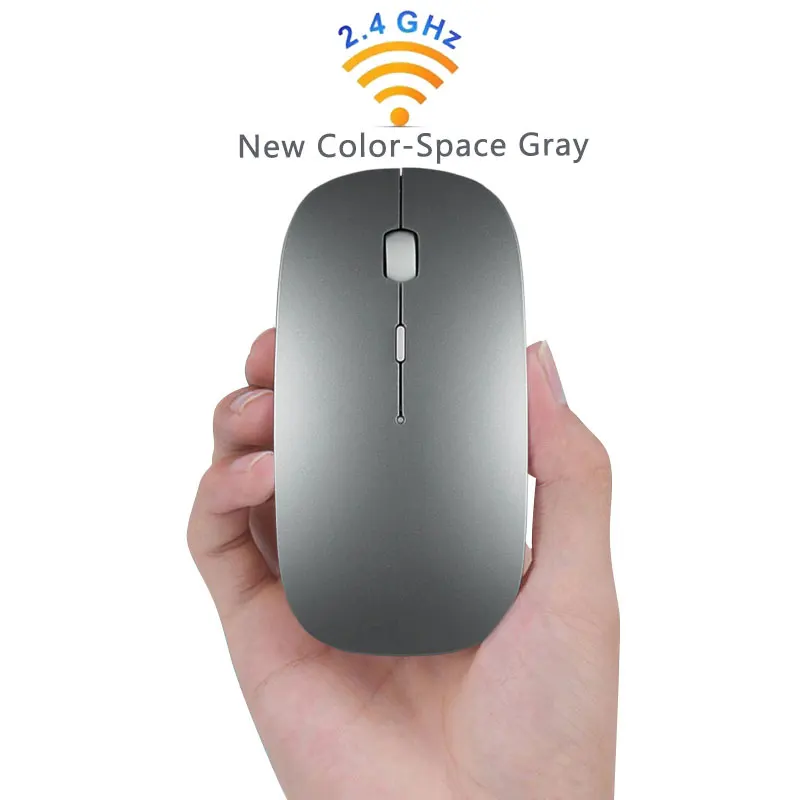 Wireless Gray Беспроводная перезаряжаемая игровая компьютерная мышь для Mac Windows 8/10 hp lenovo Asus notebook беспроводная мышь с usb-приемником - Цвет: Wireless Gray