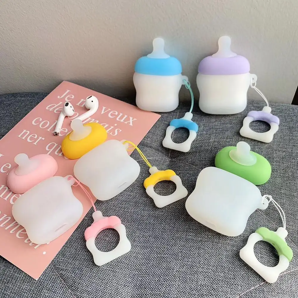 Для Apple airpods 1 2 3D милый мультфильм бутылки молока силиконовый защитный чехол