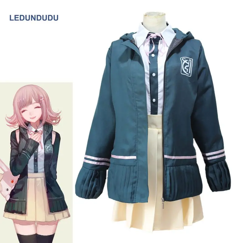 

Japan Anime DanganRonpa 2 Chiaki Nanami School Uniform Dangan Ronpa Women Fancy Party Full Set Halloween Cosplay Costumes