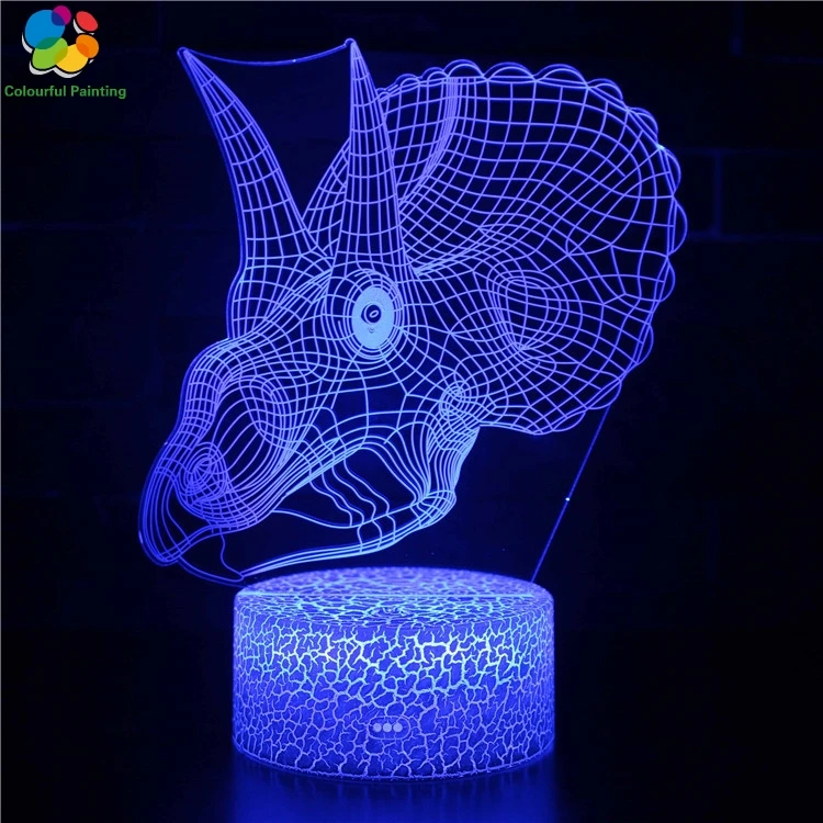 Динозавр дистанционного управления 3D свет светодиодный трещины база Иллюзия