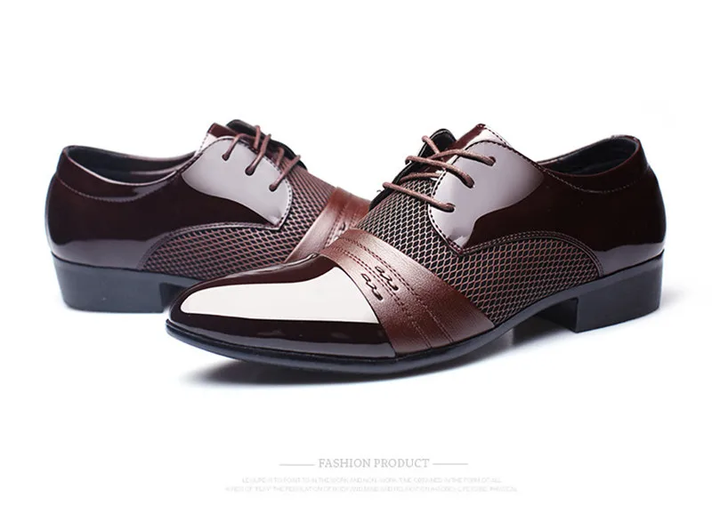 Merkmak Men Leather Shoes Oxford PU Leather Men's Dress Shoes Business Flat Shoes Breathable Men's Banquet Wedding Shoes 48