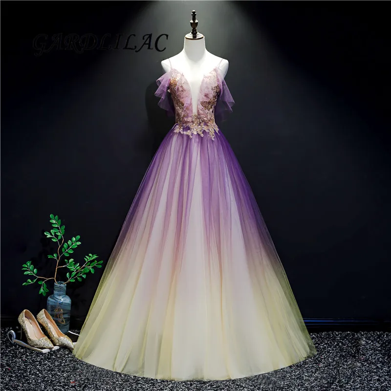 

Spaghetti Straps Quinceanera Dresses Gradient Tulle Lace Appliques Masquerade Ball Gown Prom Formal Gowns Vestidos De 15 Anos
