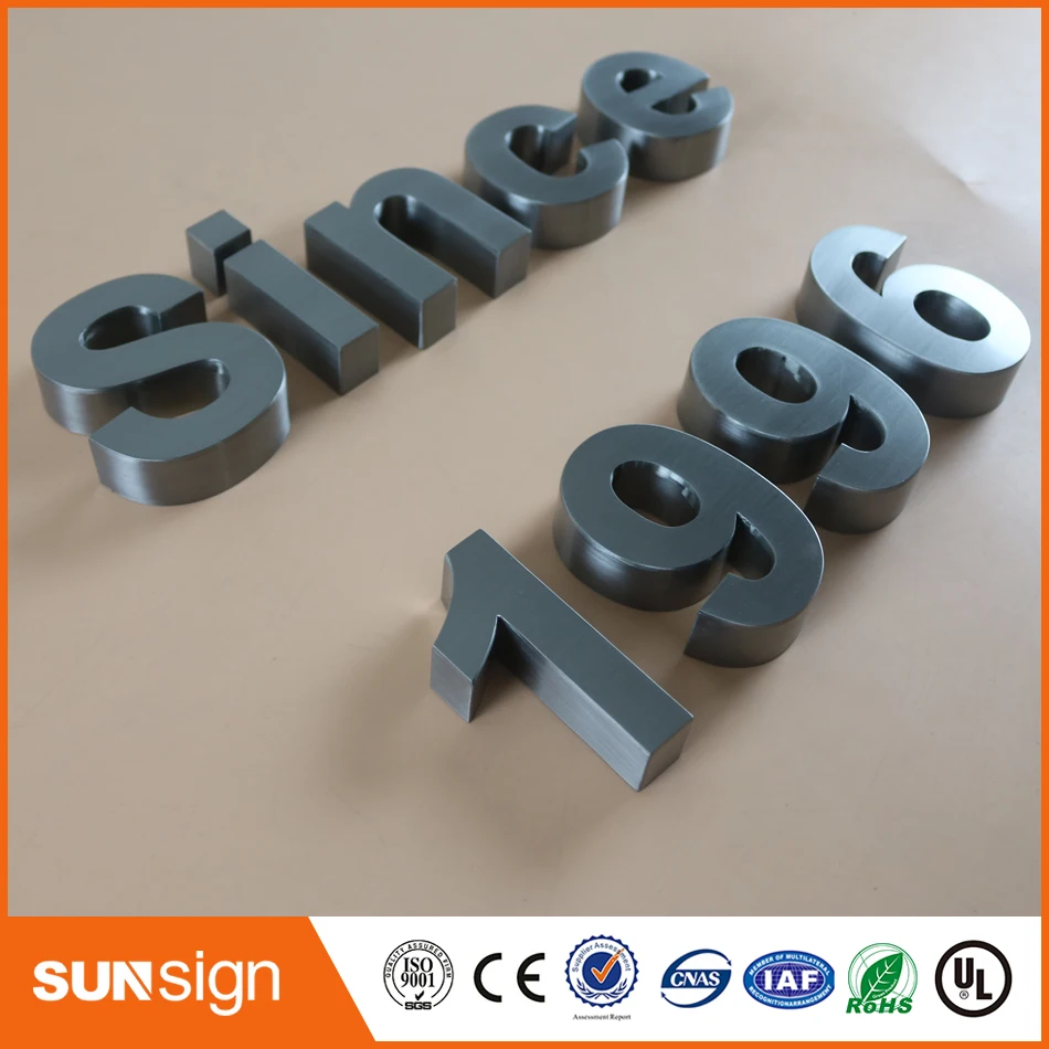 Wholesale top quality outdoor advertising brushed chromed stainless steel channel sign  letters