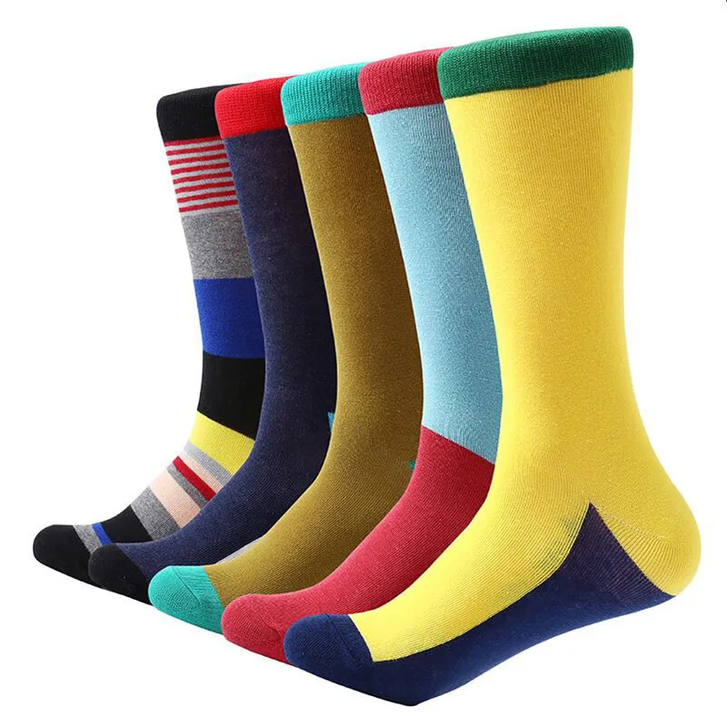 MYORED 5 pair/lot men socks cotton casual dress mens funny socks novelty socks man casual dress gift socks street wear