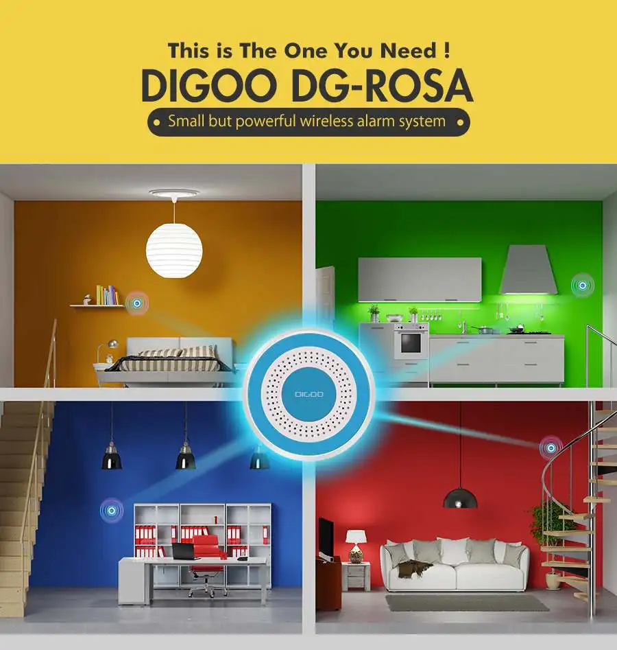 Digoo DG-ROSA, 433 МГц, беспроводной умный дом, сделай сам, автономная сигнализация, сирены, многофункциональные системы домашней охранной сигнализации, набор хоста и сирены