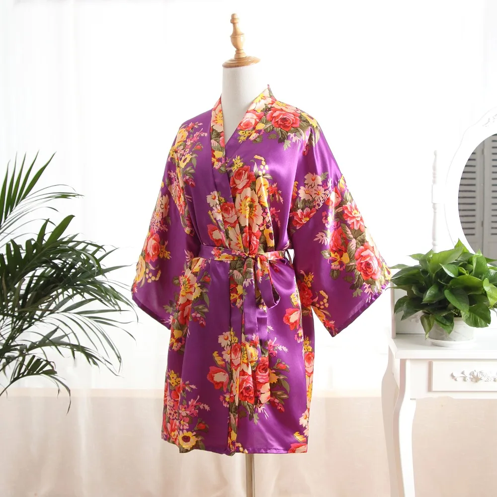 Фиолетовый сексуальный большой размер атласный ночной халат банный идеальный