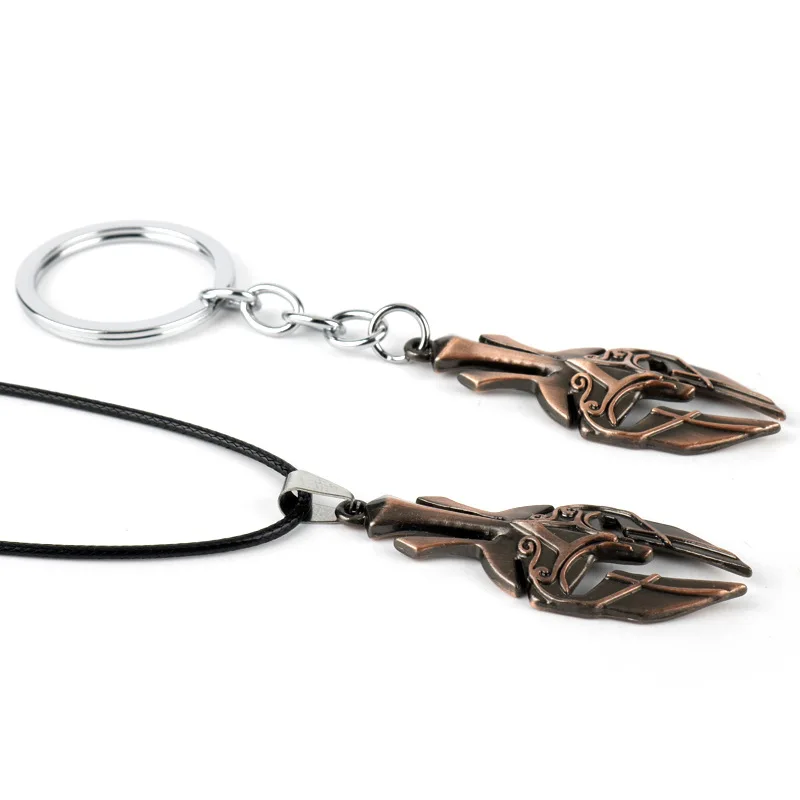 2-piece set Игра Assassins Creed Odyssey брелок AC Леонид Щука Дрейк брелок лошадь металлический кулон цепочки и ожерелья ювелирные изделия сувенирный подарок - Цвет: 2-piece set