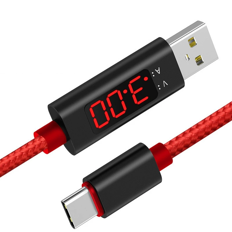 Кабель Micro USB Type-C для быстрой зарядки IOS Android со светодиодным цифровым дисплеем |