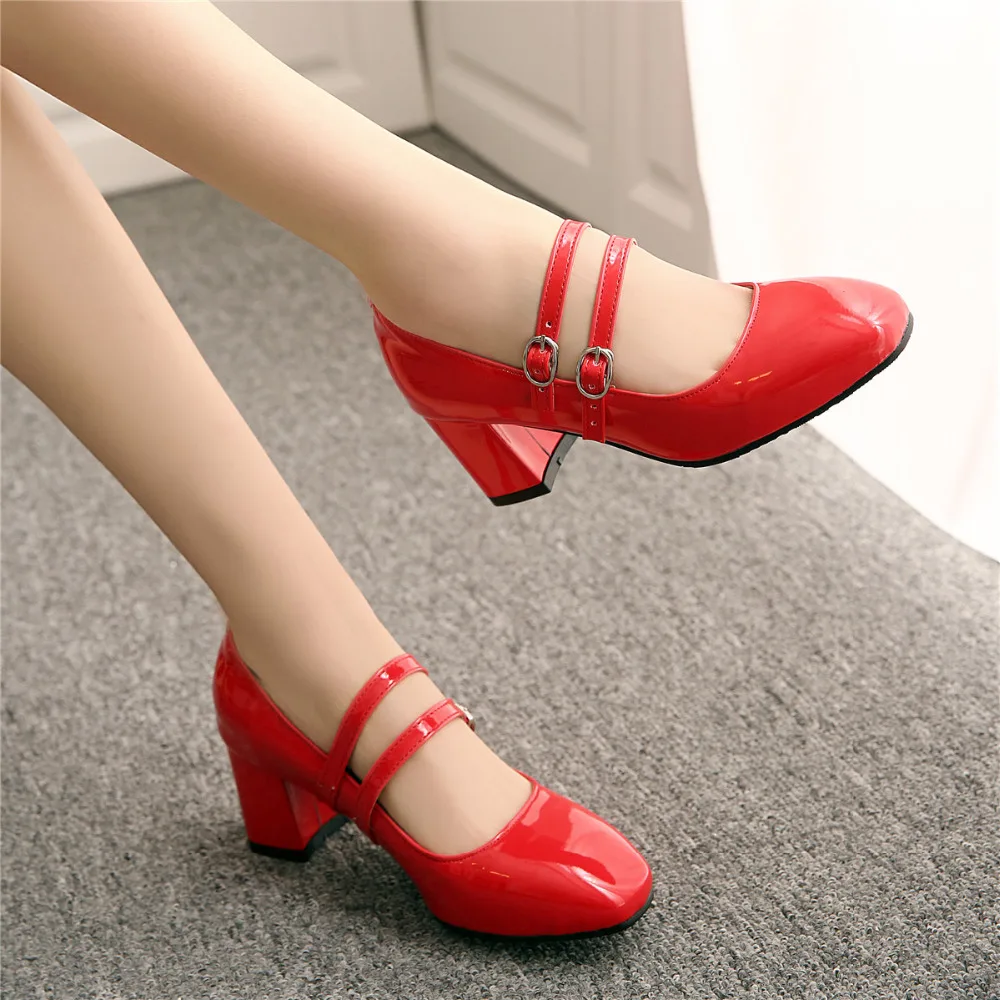 Женские туфли на среднем каблуке большие размеры 32 43|mary jane pumps|heel mary janemed heels |