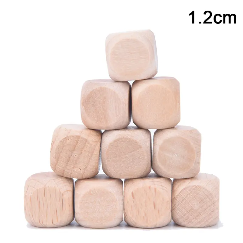 

6 Sided Blank Wood Dice Party Family DIY Games Printing Engraving Kid Toys 10pcs