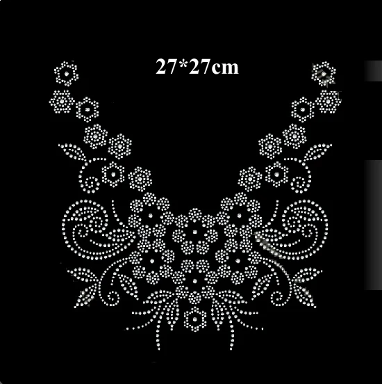 

New arrival flower design hot fix rhinestone for neckline,heat transfer motif for garment,diy accessories,embellishment(ss-4076)