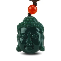 kyszdl natural genuine hetian jade hand carved buddha head pendant necklace natural green jade pendant jewelry gifts