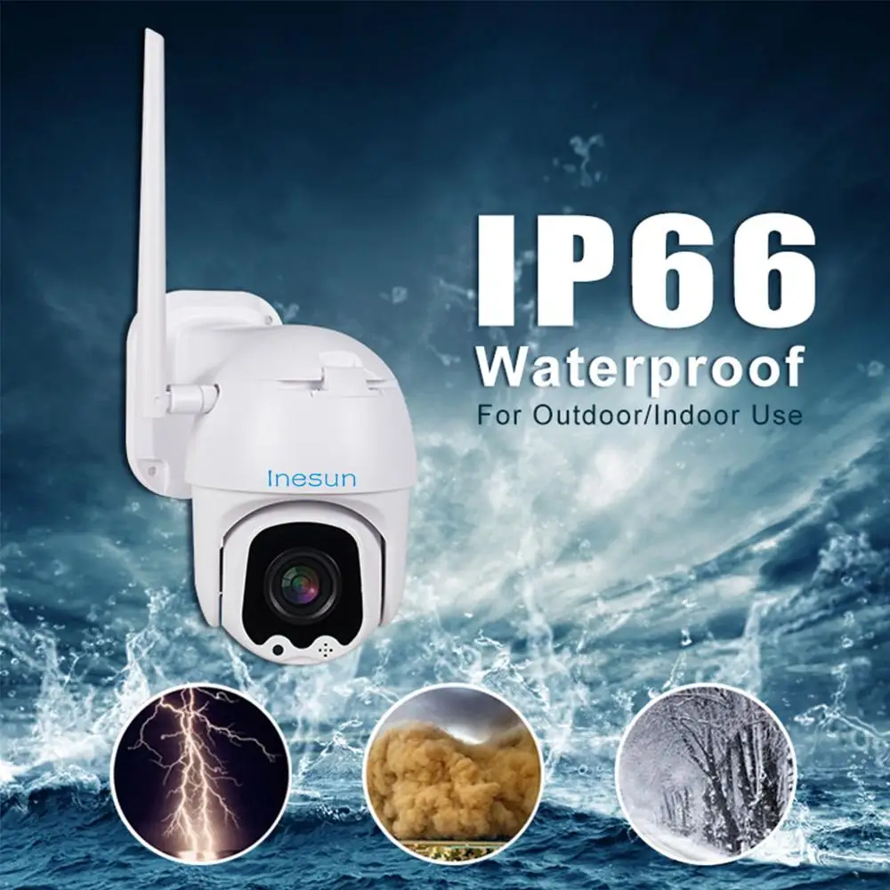 Inesun PTZ WiFi камера наружная 2MP HD 1080P ip безопасности 4X Zoom двухсторонняя аудио 165ft