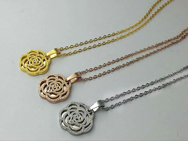 Женская подвеска с цветком камелии розовое золото вечерние украшения для