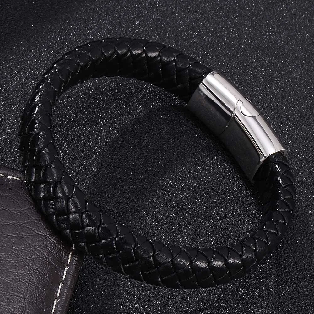 Мужские браслеты Pulseira Masculina Feminina плетеные из искусственной кожи модные мужские