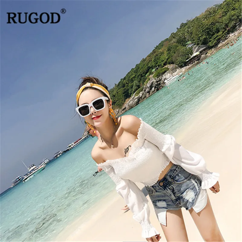 Женская блузка с рюшами RUGOD облегающая плиссированная вечерняя длинными