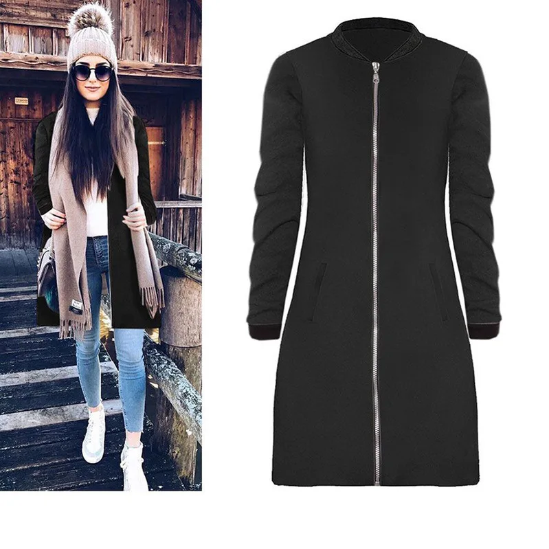Женское пальто с длинным рукавом однотонный Свободный кардиган круглым вырезом