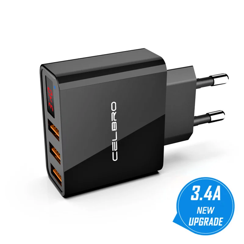 Настенное зарядное устройство с 3 портами Usb 4 А светодиодный дисплей мульти USB