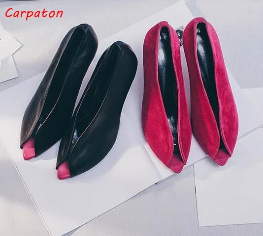 Carpaton Лето 2017 г. Для женщин Насосы пикантные туфли с открытым носком прозрачный