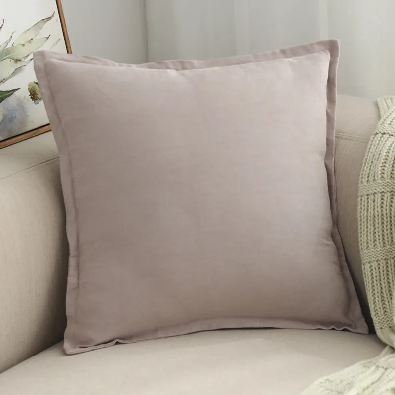 pink grey Однотонный замшевый чехол для подушки, синий, зеленый, серый, оранжевый, розовый, декоративная наволочка для подушки, пиломатериал, чехол для подушки 45X45 см/30x50 см/60x60 см - Цвет: pink grey