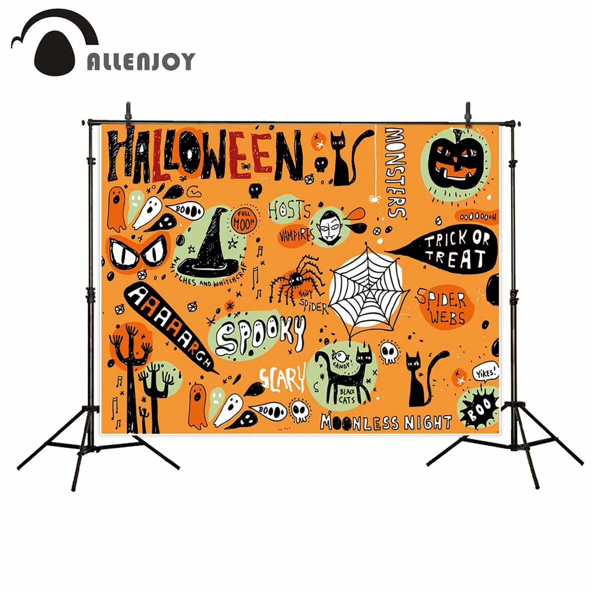 

Allenjoy фоны для фотосъемки день рождения оранжевый Хэллоуин Тыква череп граффити фон новорожденный Оригинальный дизайн для студии