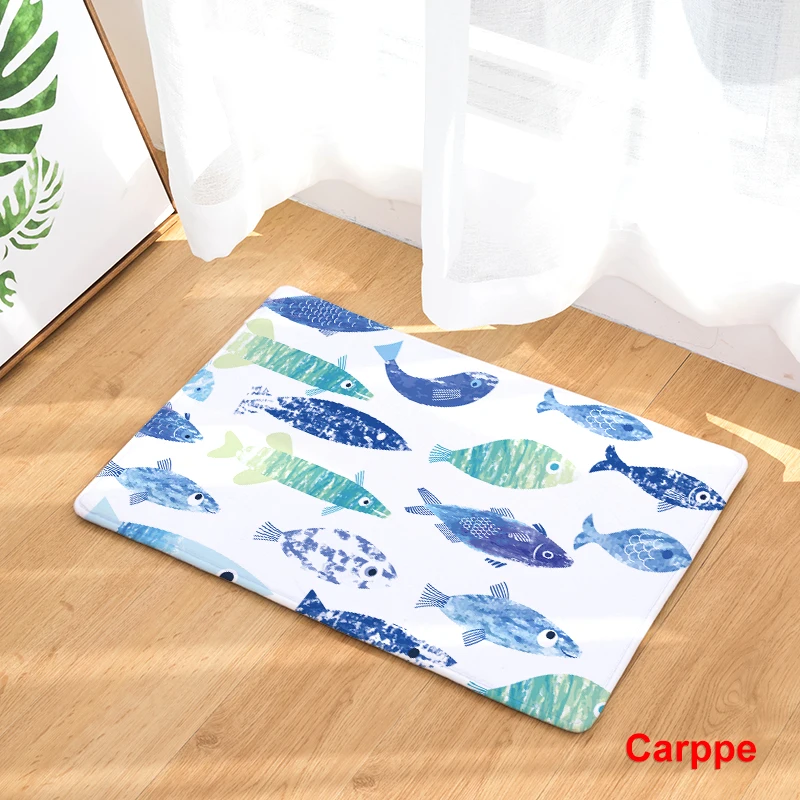 2017 новые ковры с принтом рыбы Нескользящие кухонные коврики для дома гостиной 40x60