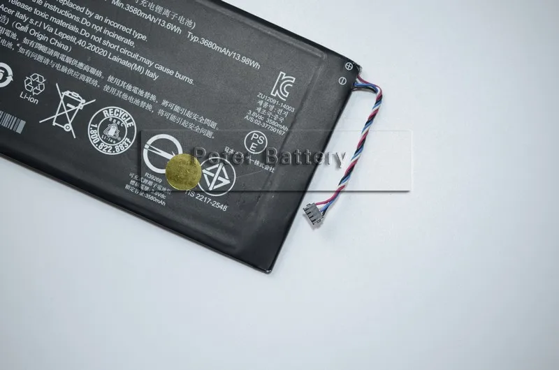 Аккумулятор JIGU для ноутбука 1ICP3/65/138 KT.0010F.001 MLP2964137 ACER Iconia One 7 1 2 5 |laptop battery|battery for
