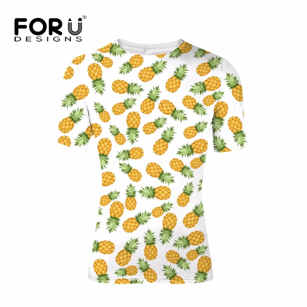 FORUDESIGNS/футболка с ананасом одежда летняя футболка мужская женская повседневная